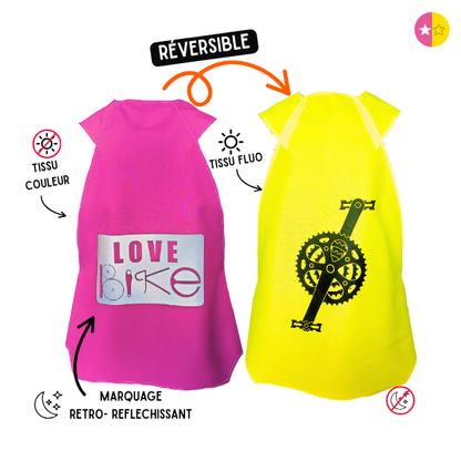 Gilet fluo Reversible - Love Bike & Pédalier