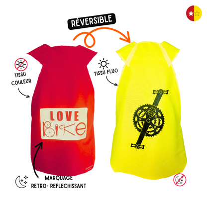 Gilet fluo Reversible - Love Bike & Pédalier