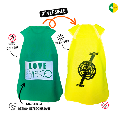 Gilet fluo Reversible - Love Bike & Pédalier
